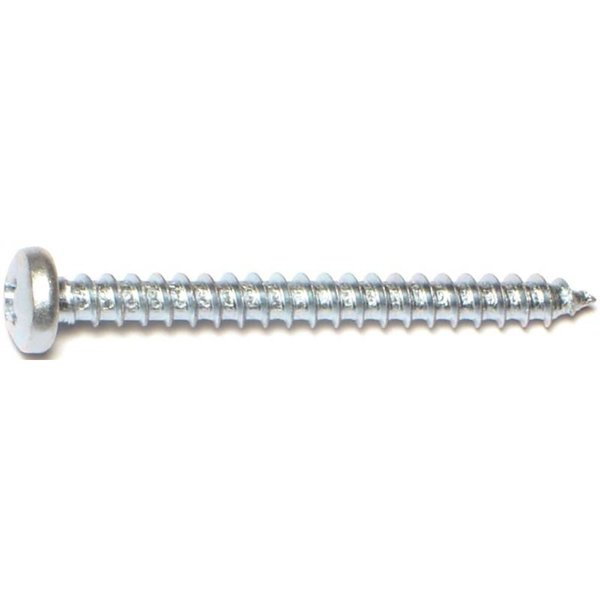 Midwest Fastener Thread Cutting Screw, #10 x 2 in, Zinc Plated Pan Head Phillips Drive 03253